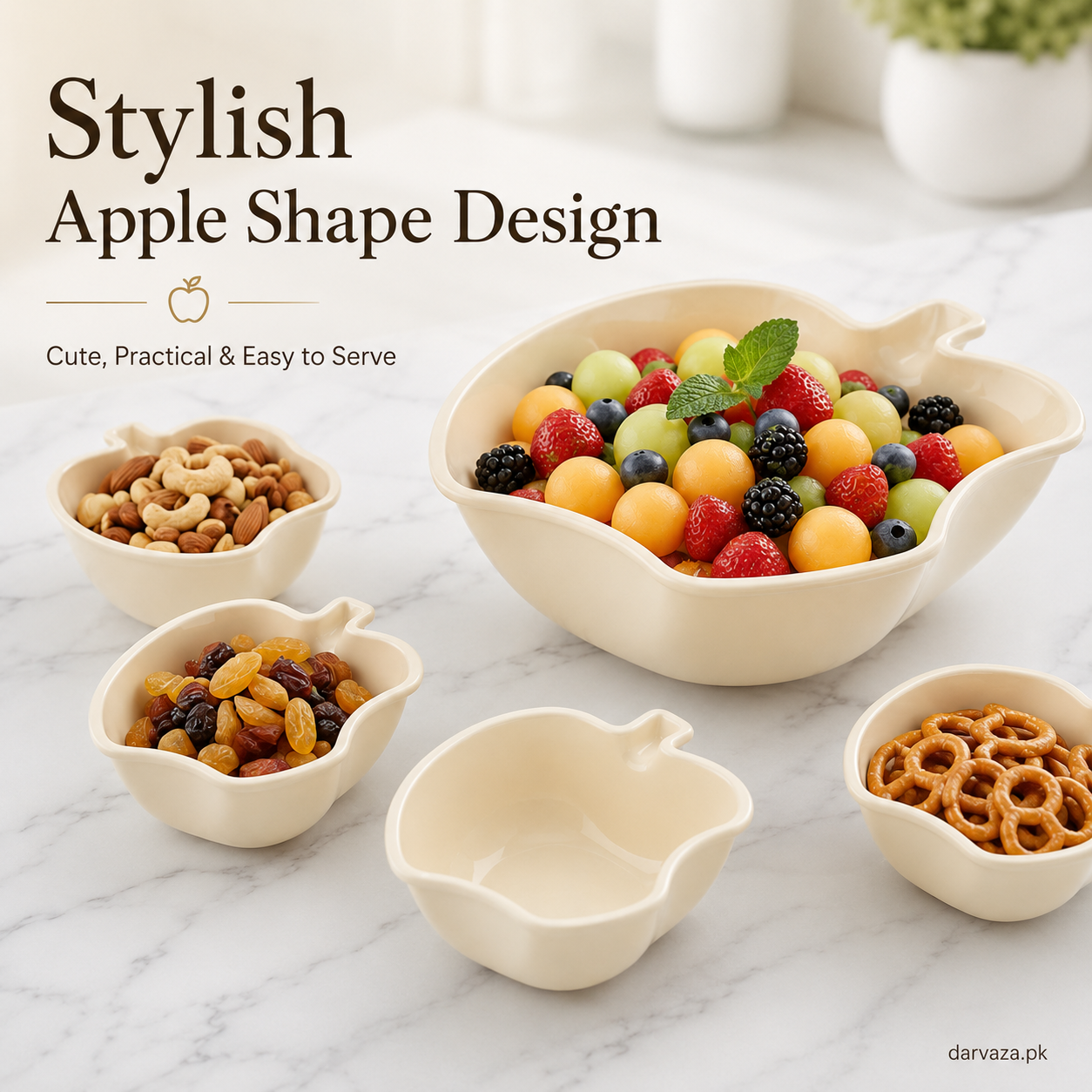 Apple Bowl Set 7 in 1 β Premium Serving Bowls for Snacks, Fruits & Dips