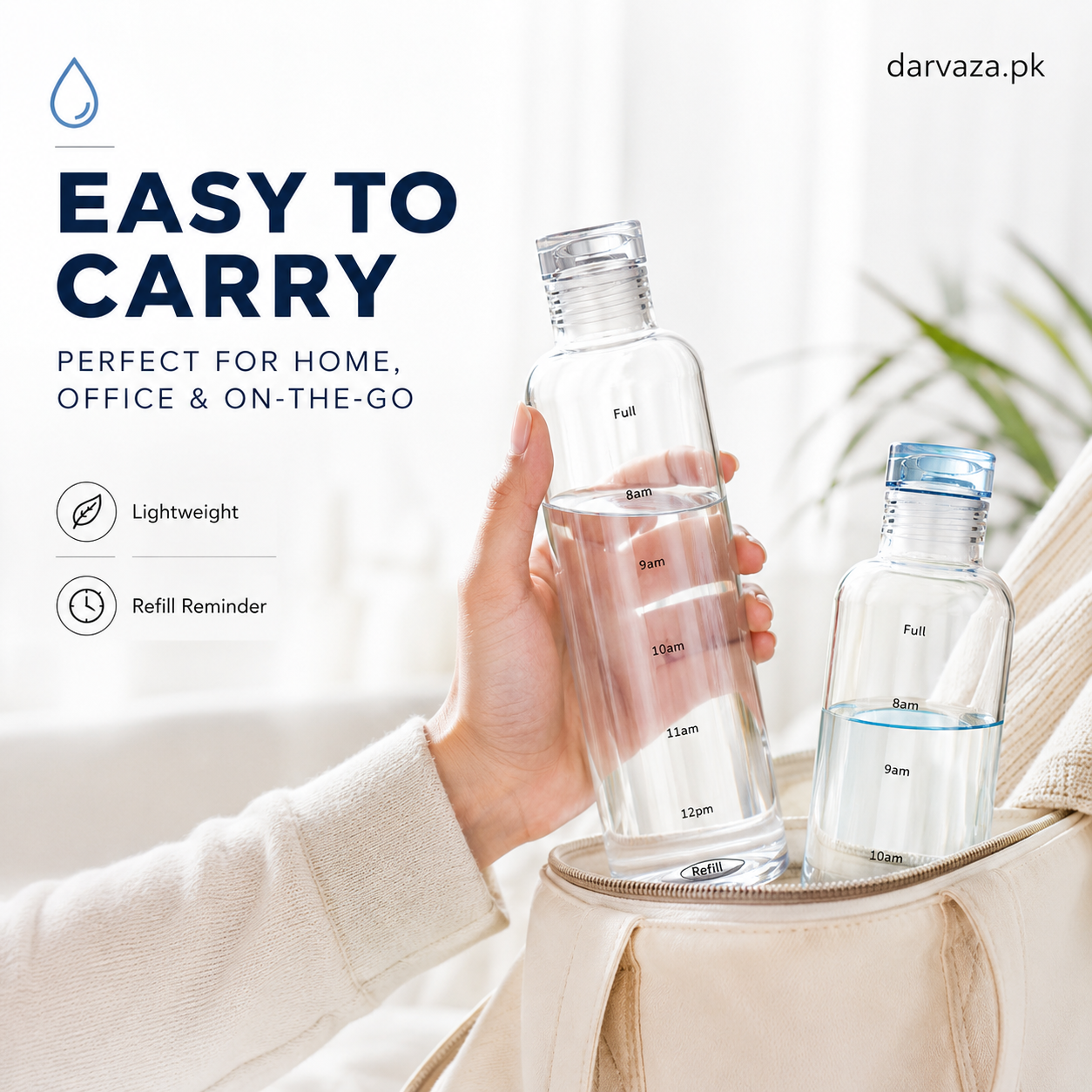 Acrylic Water Bottle with Time Marker β Creative Large Capacity Leakproof Drink Bottle