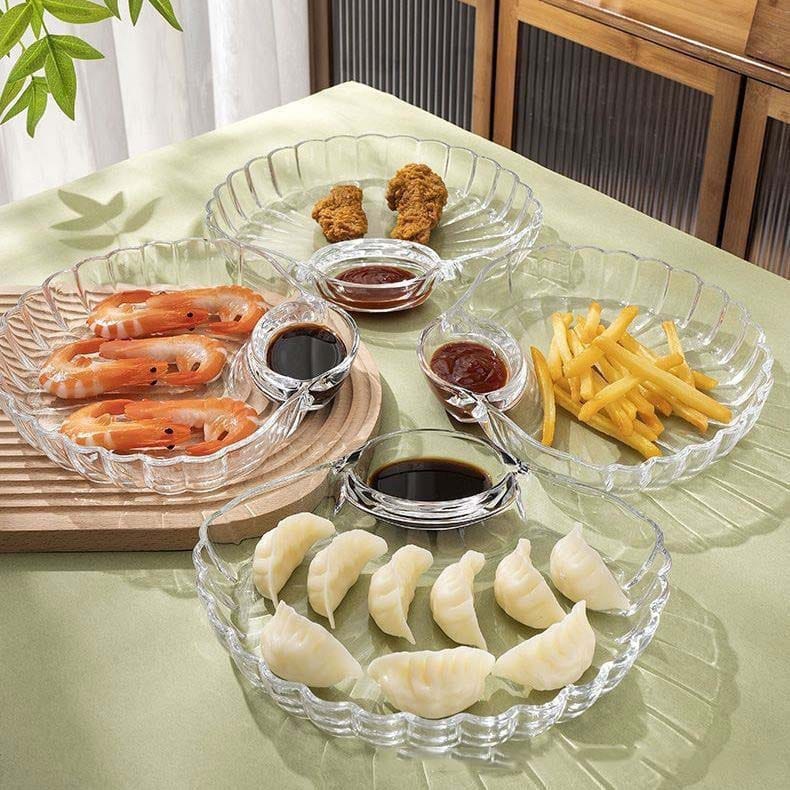 Plastic Shell Dumpling Plate β Salad & Snack Serving Bowl (Pack of 3)