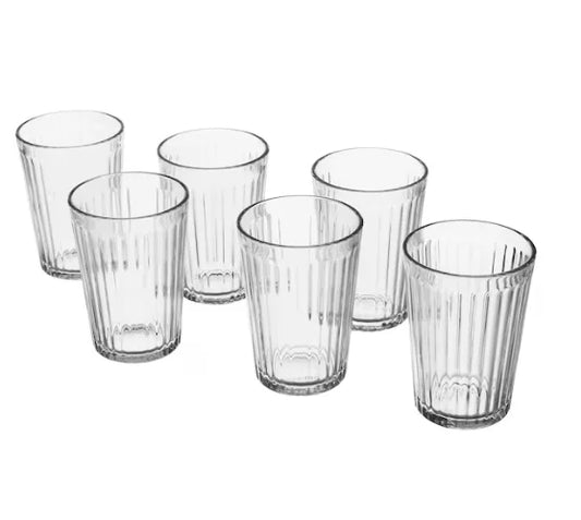 Glint Glass – Pack of 6 Clear Drinking Glasses (250ml)