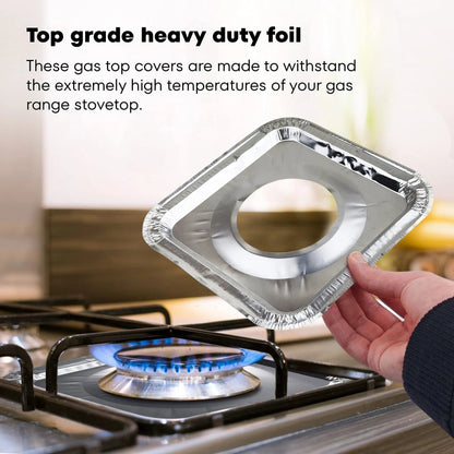 (Pack of 10) Disposable Oil Resistant and Heat Proof Aluminum Covers for Gas Stove Burners