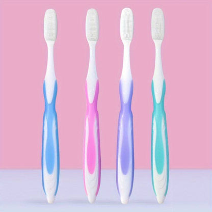 (Pack of 3) DR WARM Microfiber Compact Manual Unscented Ultra Soft Nano Charcoal Infused Bristle Toothbrushes Set Durable for Gum Care for Adults Use