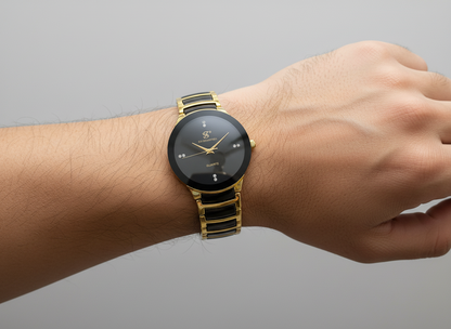 Centrix Chain Watch in Metallic Black with Golden/Silver Color Wrist Watch For Men