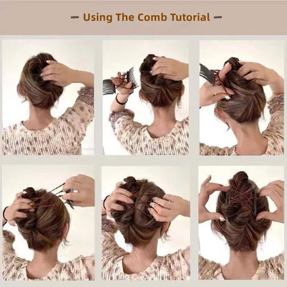 (Pack of 3) Creative Magic Hair Comb Elastic Rope Disc Clip Headwear Fashion For Women