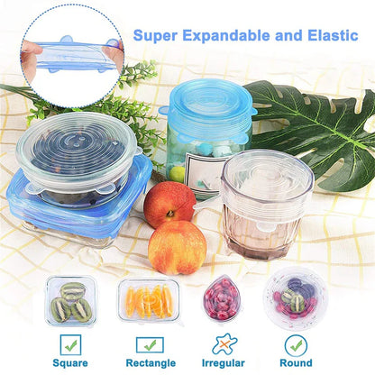 Silicone Reusable Stretch Lids Cover Pack Of 6