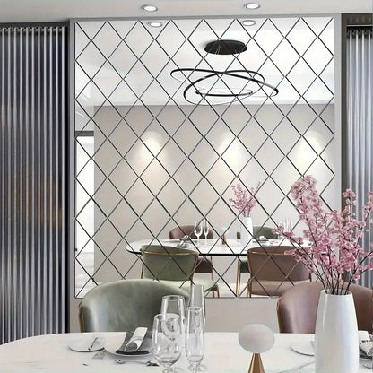 3D Acrylic Diamond Shape Self Adhesive Wall Arts Decals Stickers Set For Home Decoration