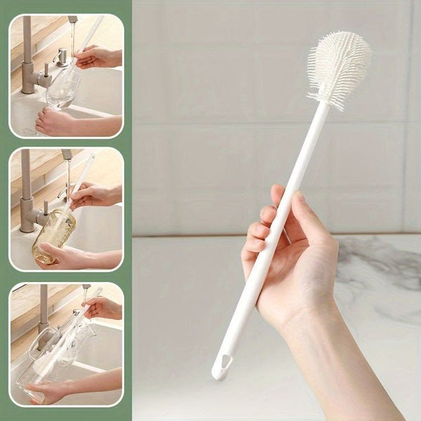 (Pack of 2) Long Handle Silicone Bottle Cup and Jars Cleaning Brush For Home and Outdoor Use