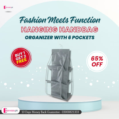 Buy 1 Get 1 Free Handbag Storage Hanging Purse Organizer with 6 Large Easy Access Pockets