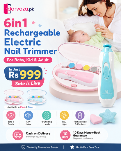6in1 Rechargeable Electric Nail Trimmer for Baby Kid and Adult