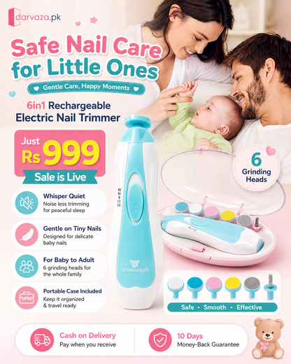 6in1 Rechargeable Electric Nail Trimmer for Baby Kid and Adult