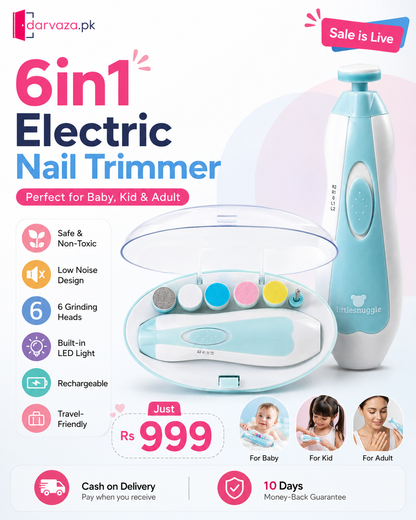 6in1 Rechargeable Electric Nail Trimmer for Baby Kid and Adult