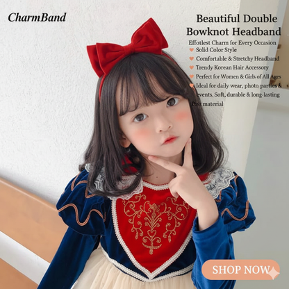 Pack Of 2 - Fashion Double Bowknot Headband Solid Color Hair Bands Accessories Solid Color Headband