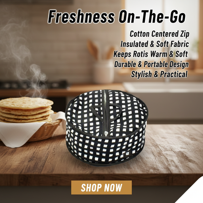 Pack Of 2 - Roti Basket Circle – Roti Chapati Box with Zipper Cover