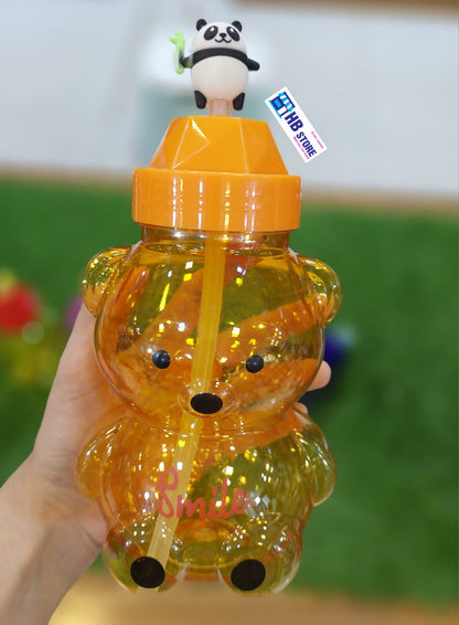 (Pack of 2) Fama and Uzzi Bear Straw Water Bottle For Kids