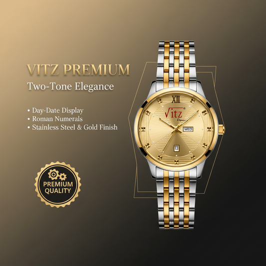 Vitz PrimeX Golden & Silver Touch Men Watch