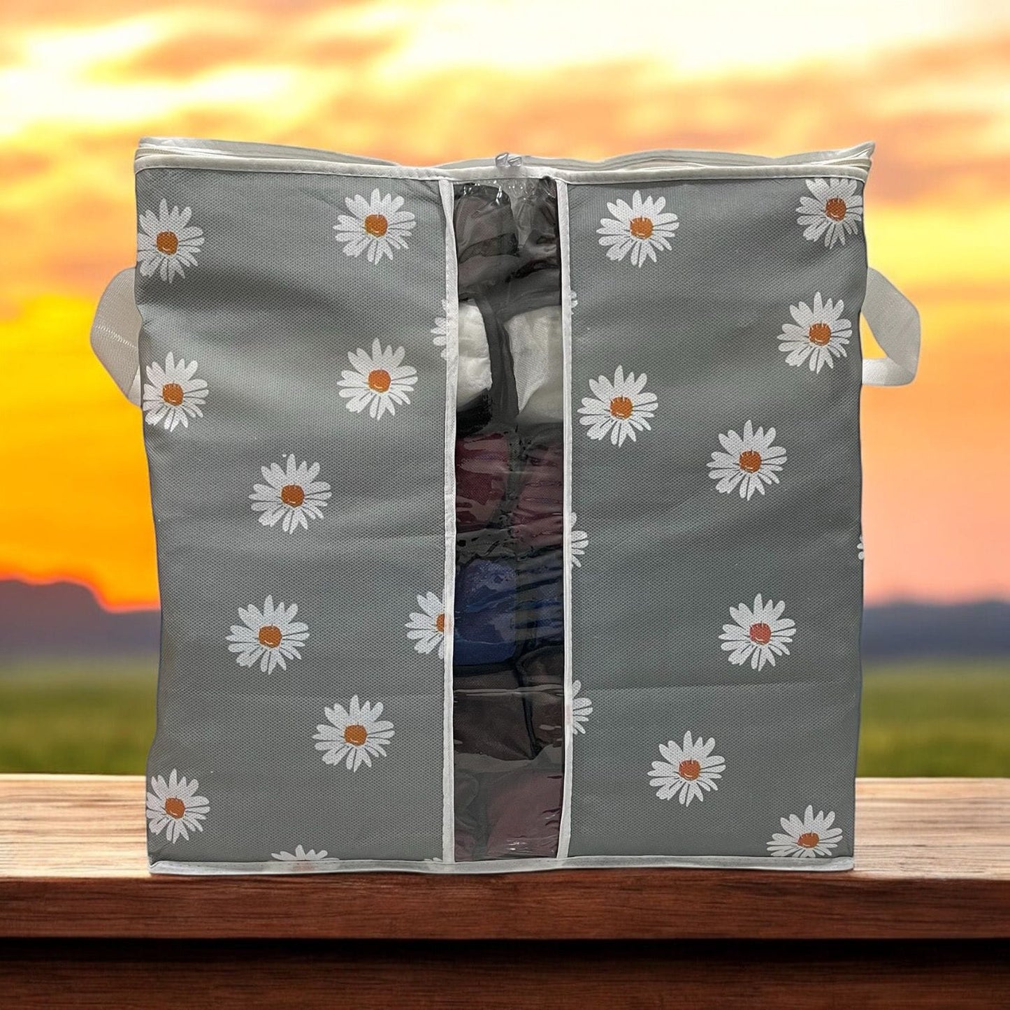 (Pack of 4) Printed Clothing Storage Organizer Bags For Traveling Home and Outdoor Use