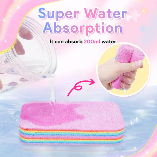 Set Of 3 Cartoon Compressed Kitchen Sponge – Double Sided Dish & Pot Cleaning Wipe