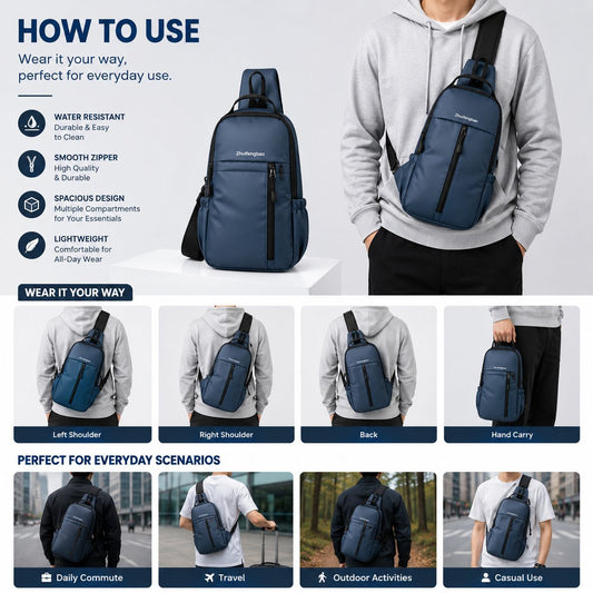 Blue Travel Crossbody Anti-Theft Sling Bag