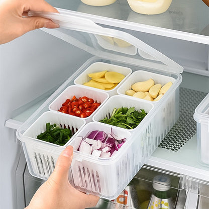 Plastic Rectangular Freeze Storage Containers with 6 Compartments For Kitchen and Outdoor