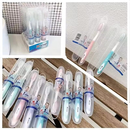 (Pack of 3) DR WARM Microfiber Compact Manual Unscented Ultra Soft Nano Charcoal Infused Bristle Toothbrushes Set Durable for Gum Care for Adults Use