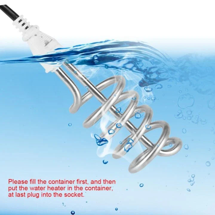 Electric Water Heating Rod for Heating Water in container like Bucket Basin Bath tub mini inflatable Swimming Pool and More